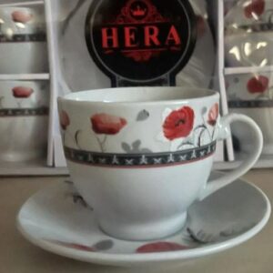 Set 6 cesti portelan + 6 farfurii, Hera, pentru cafea sau ceai, cantitate 180 ml-model4-la-yena.ro
