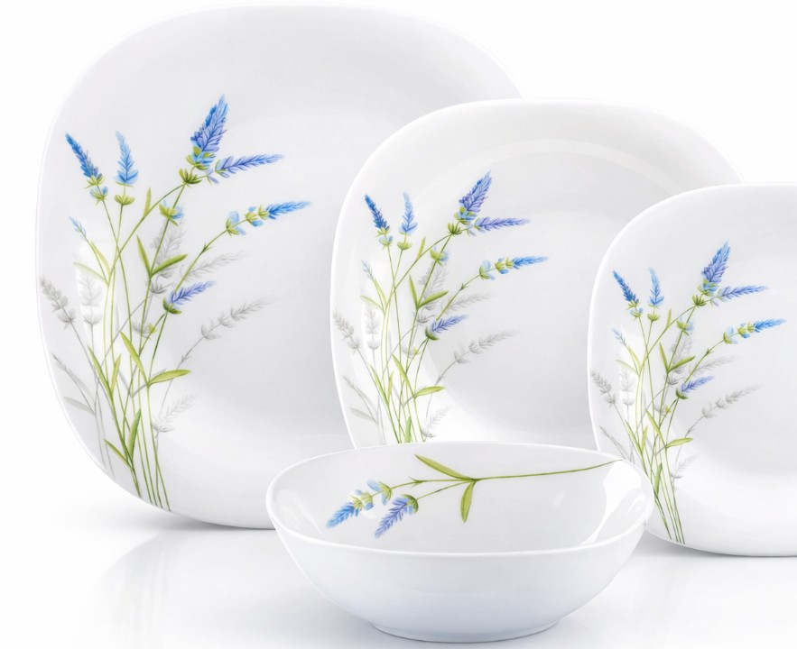Set de masa 19 piese opal, set de masa lavanda, farfurii lavanda, farfurii model lavanda la Yena.ro